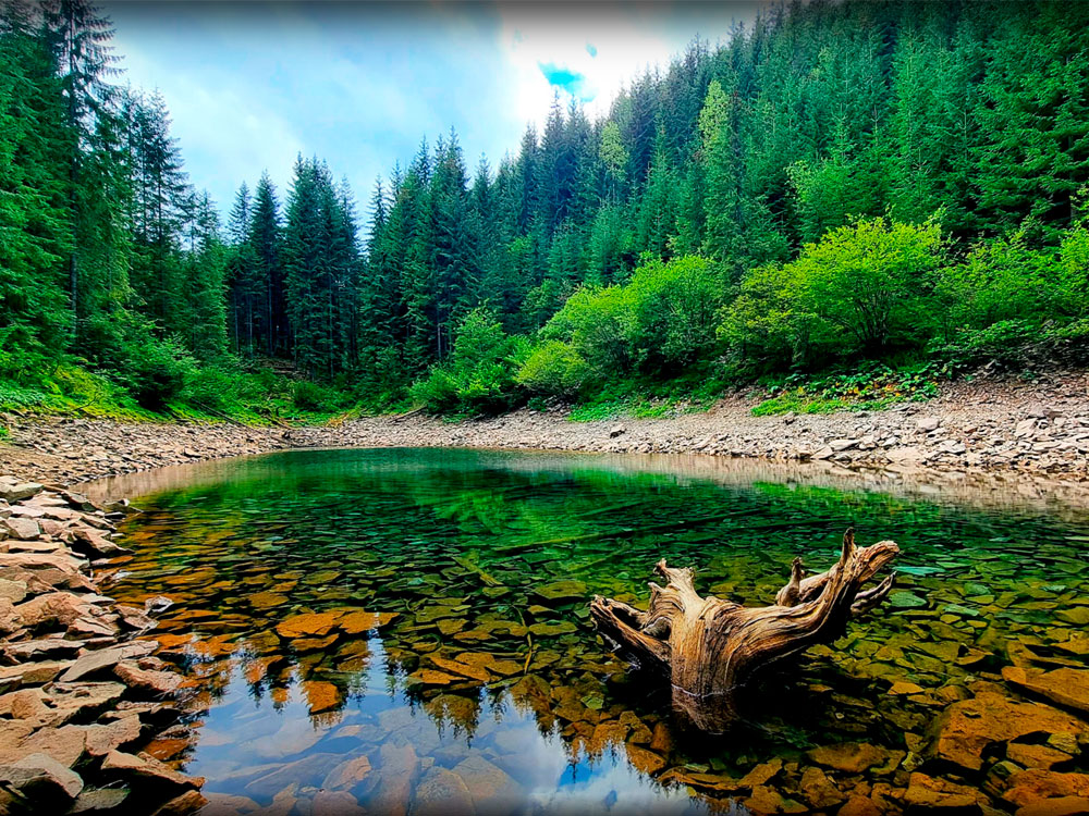 Гірське озеро Росохан в гірському масиві Ґорґани