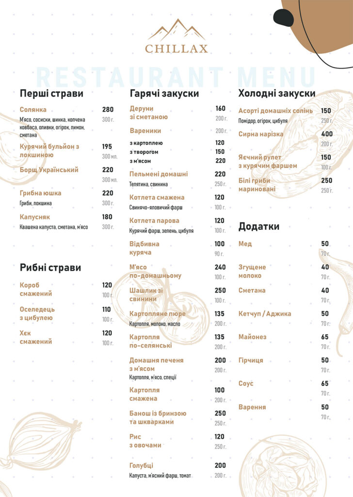 Menu Chillax Hotel